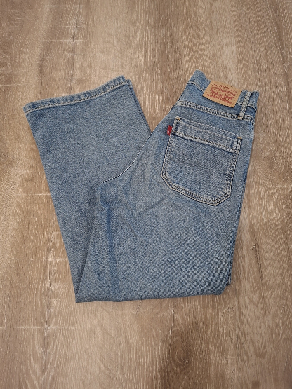 Levi's Mile High Cropped Wide Leg Jeans Women's 24x25 Medium Light Wash *496*